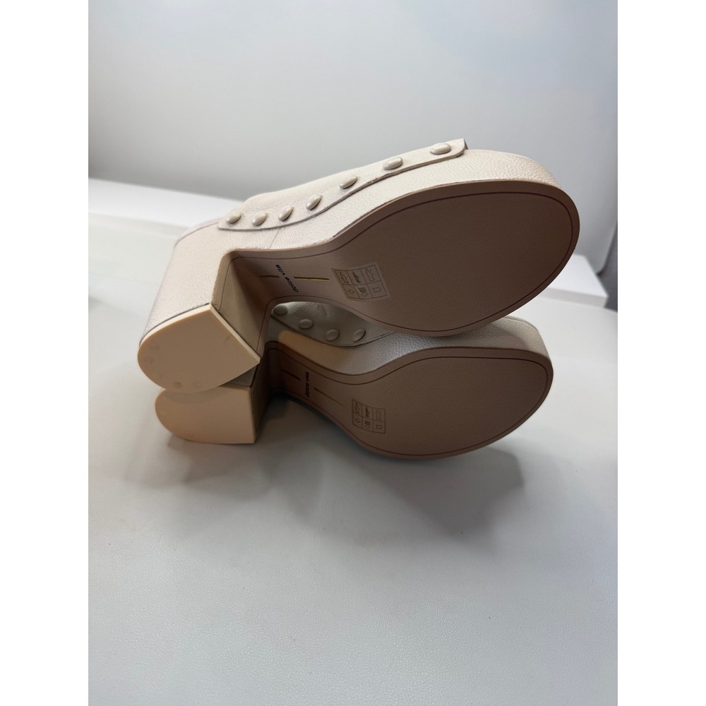 Dolce Vita Emol Ivory Leather Clog Mules Studded Block Heel Womens 10 NEW - Picture 3 of 9